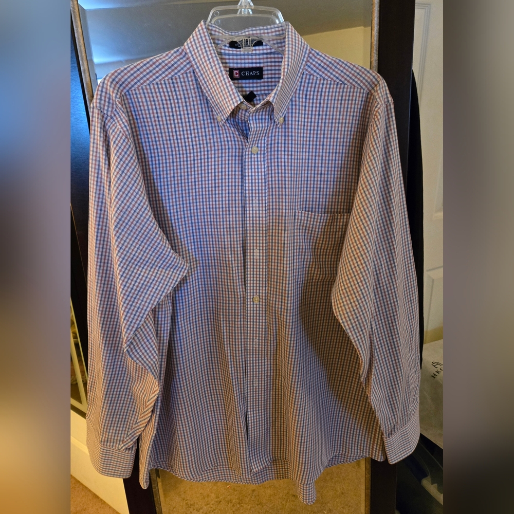 Chaps Men's Red, White, and blue checkered Shirt